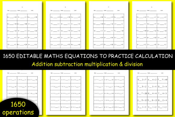 Editable Math Practice Book for Kids